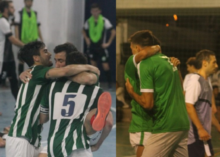 Jugadores de Jockey y Rowing festejando.